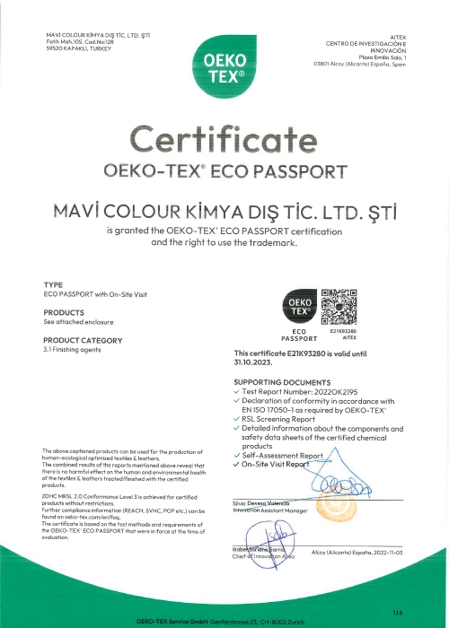 OEKO-TEX ECO PASSPORT a